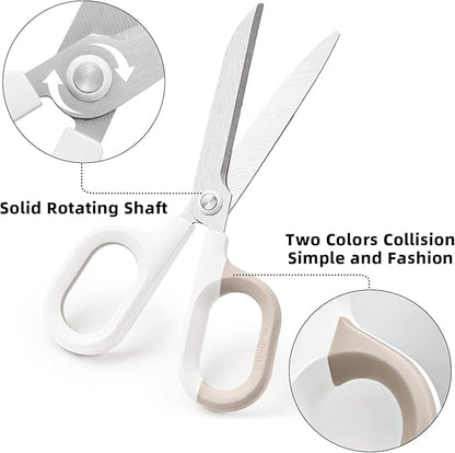 Multipurpose Scissors, Comfort-Grip Handles Sharp Scissors for Office Home School Craft Sewing Fabric Supplies (6", White)