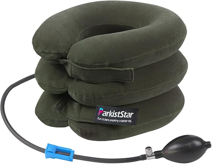 Cervical Neck Traction Device,inflatable neck extended version of the traction stand, relieve neck pain and shoulder pain, and effectively correct poor sitting posture (including health care tutorial)