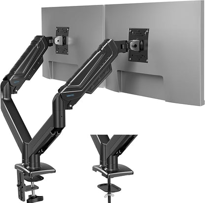 BONTEC Dual Monitor Stand for 13-34 Inch Screens, Gas Spring Adjustable Monitor Arm, Full Motion VESA 75x75/100x100mm Desk Mount with Tilt, Swivel, Rotation, Ergonomic Design for Home Office or Gaming