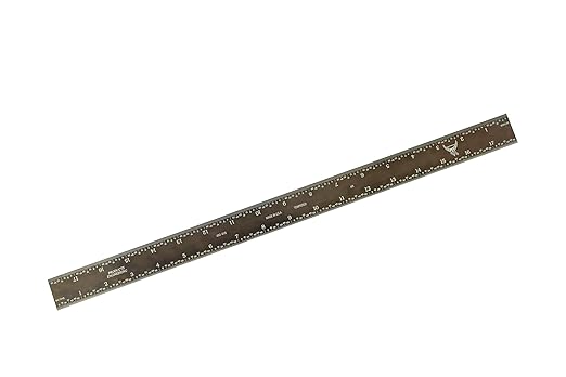 PEC Tools 18" Rigid Machinist Rule, Stainless Steel Ruler with Black Chrome Finish, High-Contrast Easy to Read, 4R Graduaction (1/8", 1/16", 1/32", 1/64"), Made in USA