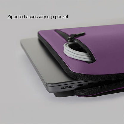 Incase Compact Laptop Sleeve with Flight Nylon - 16 Inch MacBook Pro and Laptop Case – Slim Computer Sleeve with Faux Fur Lining, Front Accessory Pocket with Zipper - Nordic Mauve