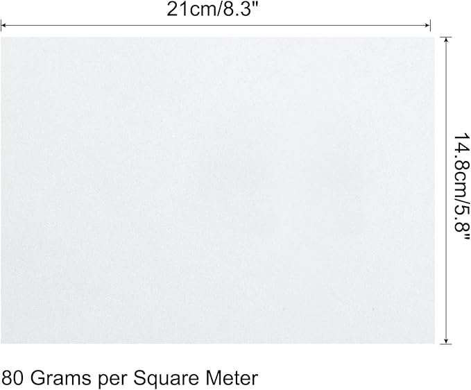 MECCANIXITY 75 Sheets A4 Colored Print Copy Paper 5.8" x 8.3" Origami Paper Printer Paper 80gsm for Printing, Document Copying, Art Craft,White