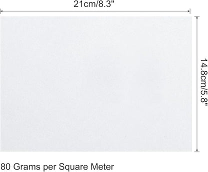 MECCANIXITY 75 Sheets A4 Colored Print Copy Paper 5.8" x 8.3" Origami Paper Printer Paper 80gsm for Printing, Document Copying, Art Craft,White