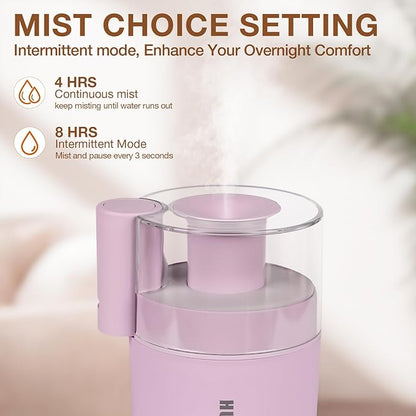 Portable Mini Humidifier, 180ml USB Cool Mist Small Humidifiers for Bedroom, Personal Desktop Humidification for Car Office Travel & Indoor Plants(Pink)