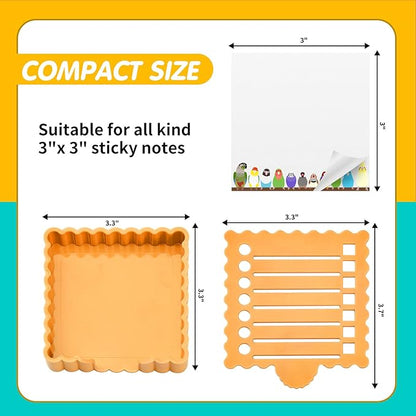 Sticky Notes Holder Cute with Stencil, Wavy Self-Stick Notepad Holder, Note Dispenser for Desk, Sticky Notes Organizer(Orange)