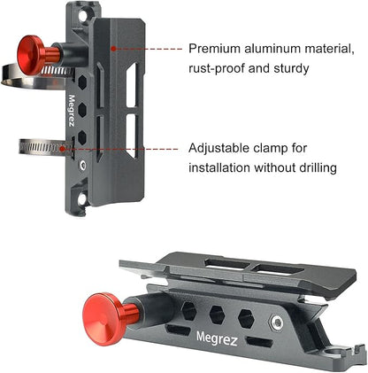 MEGREZ Adjustable Fire Extinguisher Mount Holder, Aluminum Quick Release Fire Extinguisher Holder with 8 Clamps, Compatible with Jeep Wrangler UTV Polaris RZR, Grey
