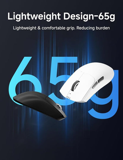 S9 Wireless Gaming Mouse, 59G Ergonomic Computer Mouse, Triple Modes, 8K Polling, 26K DPI, PAW3395 Optical Sensor, Huanyu Switch, 250h Battery Life, Programmable for PC/Win/Mac(Black)