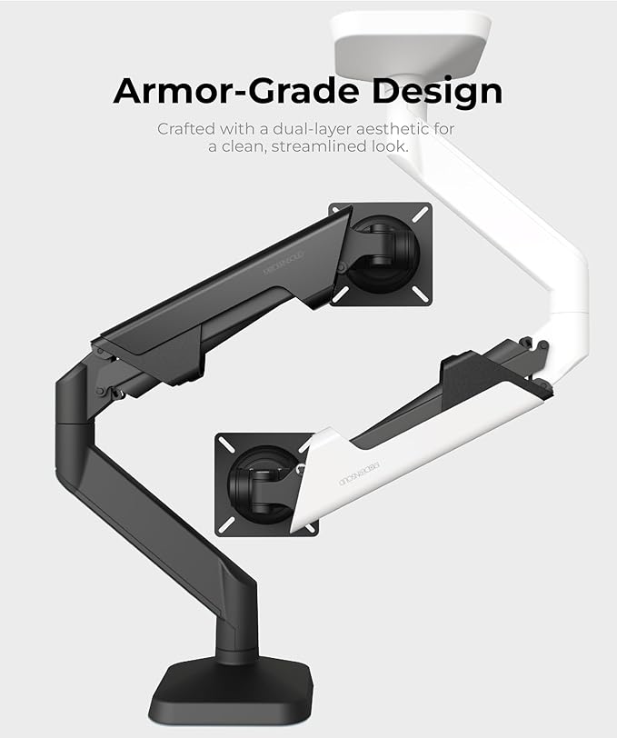 Heavy Duty Monitor Arm Desk Mount for 34-49 Inch Ultrawide Curved Monitors, Supports 14-38 lbs, Gas Spring Ergonomic Full Motion with Cable Management, Red Dot Design Awarded, Black
