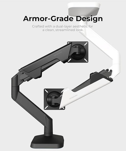 Heavy Duty Monitor Arm Desk Mount for 34-49 Inch Ultrawide Curved Monitors, Supports 14-38 lbs, Gas Spring Ergonomic Full Motion with Cable Management, Red Dot Design Awarded, Black