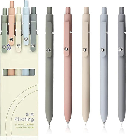 Gel Pens, 5 Pcs 0.5mm Fine Point Smooth Writing Japanese Cute High-End Series Black Ink Pens for Journaling Note Taking, School Office Supplies for Women Men (5 Pcs Morandi)