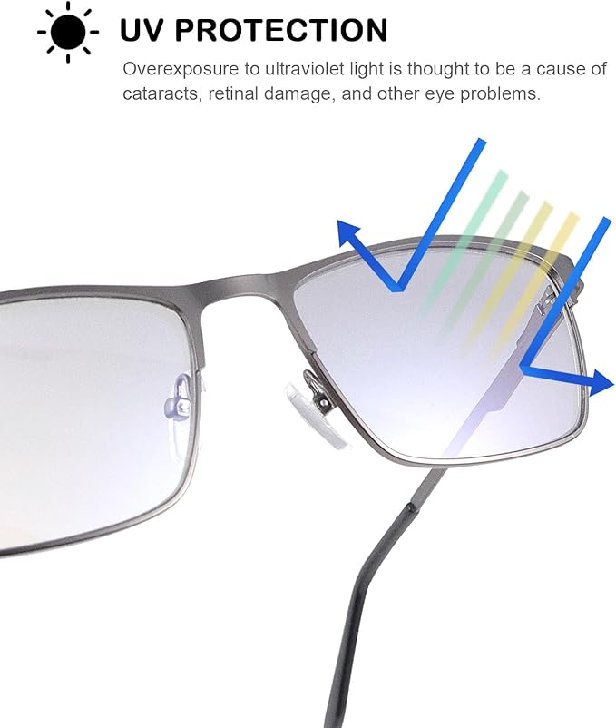 YIMI Mens Blue Light Glasses Men Computer Gaming BlueLight Blocking Glasses Metal Anti Eyestrain Clear Lens Eye Protection