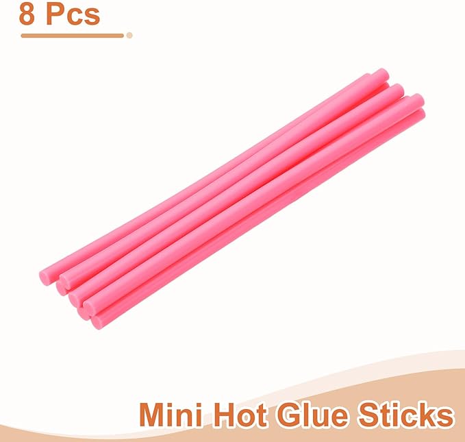 uxcell 8 Pcs Mini Hot Glue Sticks, 0.28" Dia x 7.87" Long EVA Glue Gun Sticks, Pink Mini Hot Melt Glue Sticks for DIY Craft Sticky Projects