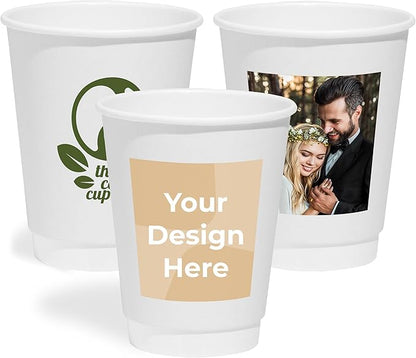 Custom Disposable Paper Coffee Cups, 20oz, Pack of 3000, Add Your Logo or Text, Double Walled, Leakproof for Hot and Cold Drinks, Perfect for Christmas Parties or other Festive Events