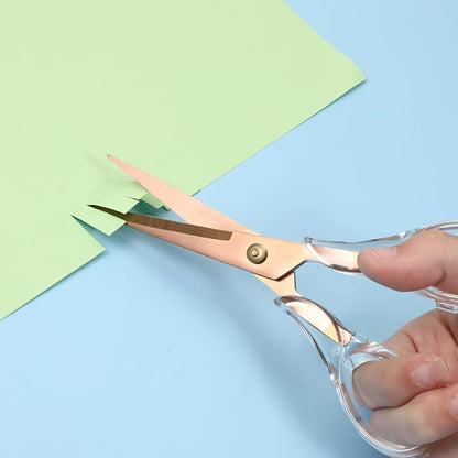 Heavy Duty Rose Gold Scissors Craft Scissors Clear Acrylic Scissor Craft Office Professional Shears for Home School Office Paper Fabric