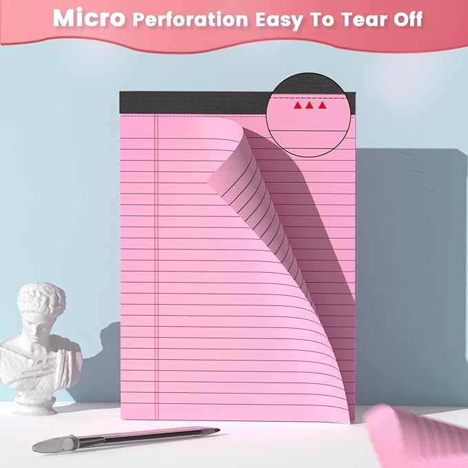 12 Pack Note Pads 5x8, Narrow Ruled Legal Pad Writing Pads 5x8, Multicolor Small Notepads Small Note Pads, 30 Sheet/Notepad, Pink Legal Pad, Purple Notepad,Colored Lined Paper for School,Business,Home