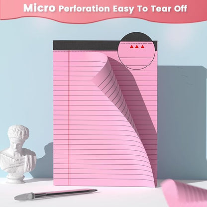 12 Pack Note Pads 5x8, Narrow Ruled Legal Pad Writing Pads 5x8, Multicolor Small Notepads Small Note Pads, 30 Sheet/Notepad, Pink Legal Pad, Purple Notepad,Colored Lined Paper for School,Business,Home