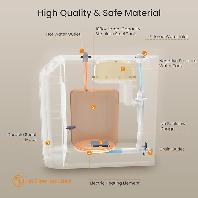 Instant Hot Water Dispenser 110V, Under-Sink Boiler with Hot Faucet, WiFi Smart Control, Digital Temp 113–208°F, Child Safety Lock, Energy Efficient, Quiet Operation, Ideal for Kitchen or Office