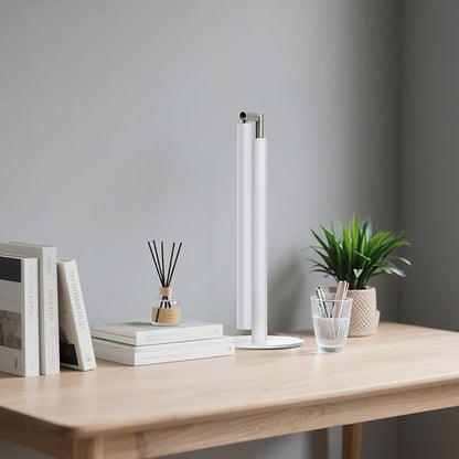 White LED Desk Lamp - Foldable Industrial Desk Light for Home Office, 15W Dimmable Table Lamp for Reading with Base, 4 Color Temps, 16" Eye Caring Metal Desktop Task Lamp for College Dorm Study