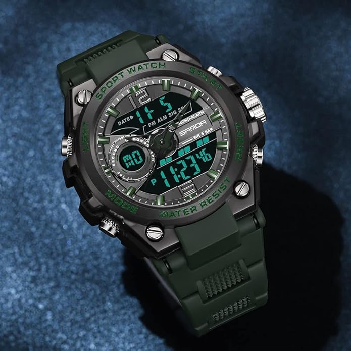 KXAITO Men's Watches Sports Outdoor Waterproof Military Watch Date Multi Function Tactics LED Alarm Stopwatch