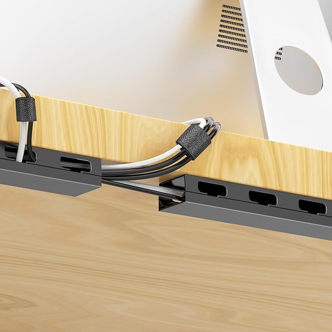 Updated Big Hole Cable Raceway,31 (2X15.4) Inch Open Slot Cable Management Under Desk Kit,Wire Covers for Desk,Cord Hider Cable Organizer for Hiding Computer,TV,Network
