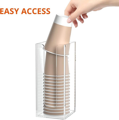 Richboom Acrylic Coffee Cup and Lid Storage Organizer Holder, 1 Compartment, Clear