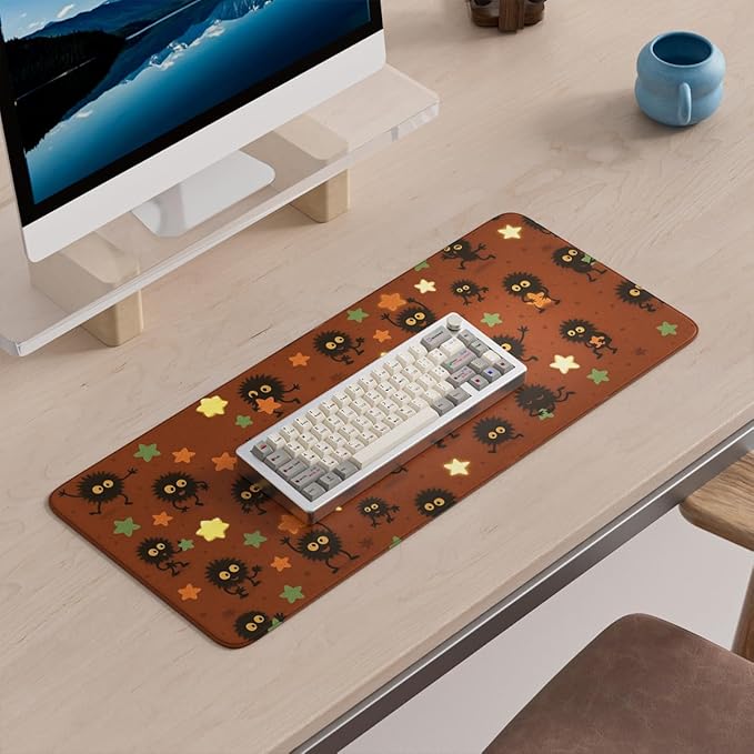 Large Mouse Pad, Desk Mat,Extended Non-Slip Keyboard Mouse Pad Waterproof Office Desk Pad 27.5" x 11.8" Anime Mouse Pads(Black Coal Ball)