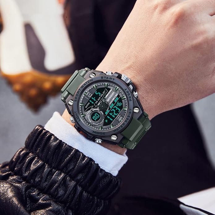 KXAITO Men's Watches Sports Outdoor Waterproof Military Watch Date Multi Function Tactics LED Alarm Stopwatch