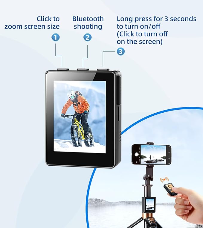 Flymoon Tripod for iPhone with Detachable Screen Monitor, Remote Control, 2025 Phone Tripod Stand, Back Camera Monitor, 68.3" Extendable Selfie Stick, 360° Rotation for Vlog, iPhone & Android