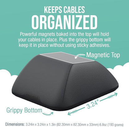Smartish® Magnetic Cord Holder - Cable Wrangler Organizer with Magnet Clips for Charger Management on Desktop, Nightstand, or Side Table for All Cables, USB-C, Lightning Cables - Black Tie Affair