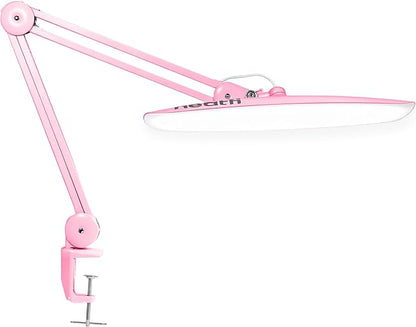 Neatfi XL LED Desk Lamp with Clamp, 2200 Lumens, 24W, 20-Inch Wide Head, Dimmable 4 Brightness Levels, Task Light for Home Office, Crafts, Workbench (Non-CCT, Pink)