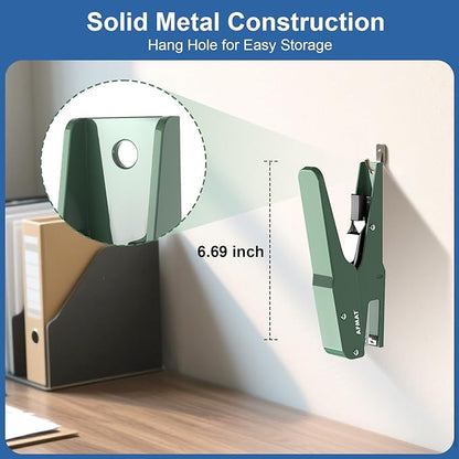 AFMAT Effortless Plier Stapler, Metal 35 Sheet Stapling Plier, 15000+ Stapling Times, with Staples & Reload Button, Handheld Stapler Heavy Duty, Space Save Size, Good for Office, Home, School, Green