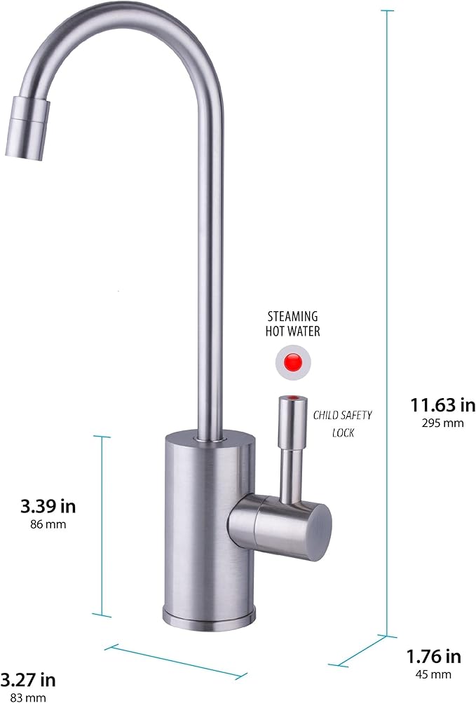 Ready Hot 41-RH-300-F570-BN Instant Hot Water Dispenser System, 2.5 Quarts, Digital Display Single Lever Hot Water Faucet Brushed Nickel
