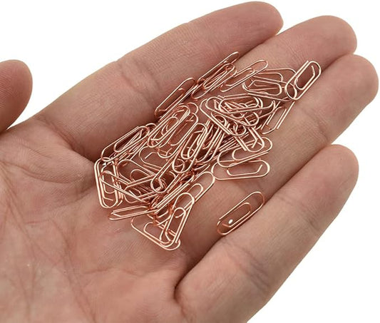 HAHIYO Paper Clips Sturdy 0.59 inches Length 50 Pack Mini Paperclips Heavy Duty Tight Grip Rust Proof Reusable Metal Bright Rose Gold for Home Office School