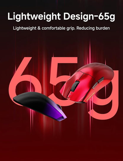 S9 Pro Wireless Gaming Mouse, 59G Ergonomic Computer Mouse, Triple Modes, 8K Polling, 26K DPI, PAW3395 Optical Sensor, Kailh Switch, 250h Battery Life, Programmable for PC/Win/Mac(Red)
