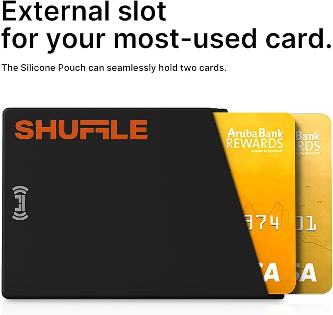 Shuffle Wallet Accessories - Silicone Pouch with NFC Function, Digital Business Card Chip, Holds 2 Cards, Perfect for Key Cards, Subway Passes, Gym and Hotel Cards (Orange)