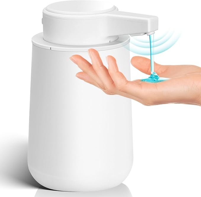 Automatic Soap Dispenser Liquid Touchless: 9oz Plastic White 3-Level Adjustable Modern Rechargeable Electric Smart Auto Soap Dispenser - Bathroom Kitchen Hand Dish Lotion