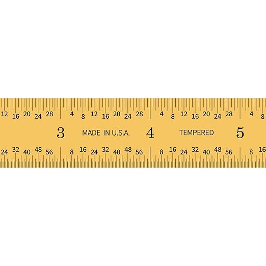 PEC Tools Rigid 6" x 150mm Ruler, Titanium Nitride Coating, Markings of 1/32", 1/64", 0.5mm, 1mm, Suitable for Engineers and Technicians Working Between Imperial and Metric Systems, Made in USA