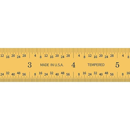 PEC Tools Rigid 6" x 150mm Ruler, Titanium Nitride Coating, Markings of 1/32", 1/64", 0.5mm, 1mm, Suitable for Engineers and Technicians Working Between Imperial and Metric Systems, Made in USA