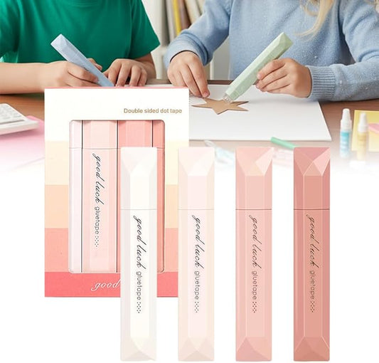 4-Pack Strong Double Sided Tape Roller | 0.23in x 16.4ft Adhesive Tape Glue for Gift Wrapping | Junk Journals | Paper Crafts | Essential Scrapbooking Supplies,Photo Mounting,School Office (Pink)