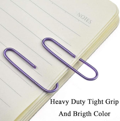 HAHIYO Paper Clips Large 2 inches Length Purple Paperclips Vinyl Coated Prevent Scratching Tearing The Pages Sturdy for Bookmark Organize Home Office School 80 Pack