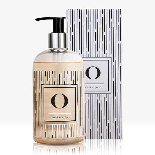 Brevä Soap Co. Monogrammed Luxury Liquid Hand Soap | Choose from Letters A to Z | Citrus Bloom Scent | Personalized Liquid Hand Wash for Bathroom & Kitchen |12 oz - Letter O
