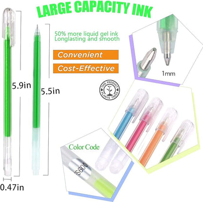 Gel Pen Glitter Gel Pens Fine Tip Pens with 150% More Ink for Adults Coloring Books Drawing Doodling Crafts Scrapbooks Bullet Journaling 48 Color