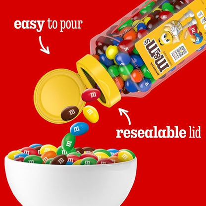 M&M’s Milk Chocolate and M&M’S Peanut Bulk Candy Jars, Assorted Chocolate Candies, Party Size Bulk Candy, Movie Night Snacks, Resealable and Recyclable, 48.5 Oz Total (Pack of 2)
