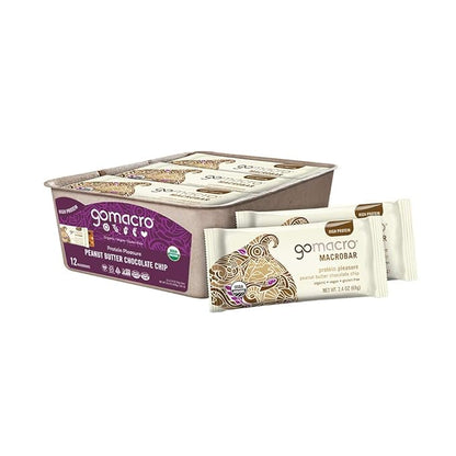 GoMacro MacroBar Mini (0.90 Ounce Bars, 24 Count) and MacroBar (2.4 Ounce Bars, 12 Count) Organic Vegan Snack and Protein Bars Bundle - Peanut Butter Chocolate Chip