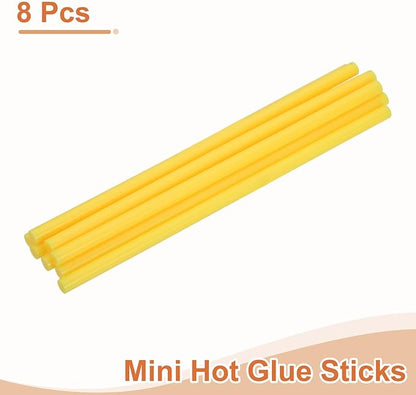 uxcell 8 Pcs Mini Hot Glue Sticks, 0.28" Dia x 7.87" Long EVA Glue Gun Sticks, Light Yellow Mini Hot Melt Glue Sticks for DIY Craft Sticky Projects