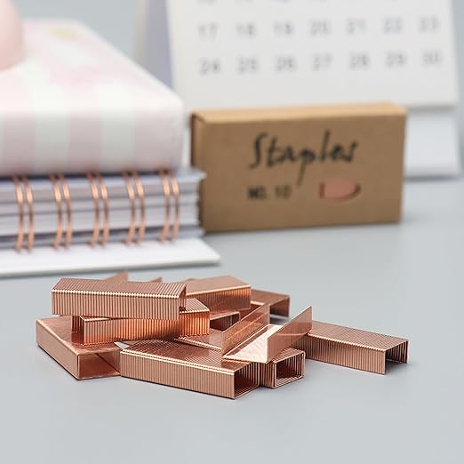 NatSumeBasics 4000 Rose Gold Staples - #10 Small Colored Staples for Mini Stapler, Tiny Staple Smaller Than Standard Staple (Rose Gold)