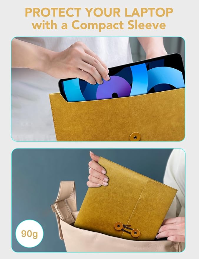 PHOCAR MacBook Air 13 inch Sleeve, Made of Kraft Paper, Waterproof & Antiscratch, Retro Design Laptop Sleeve for MacBook Air 13.3"/13.6" M4 M3 M2 M1