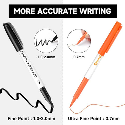 Shuttle Art Dry Erase Markers 15 Colors — Ultra Fine Tip Whiteboard Markers with Eraser
