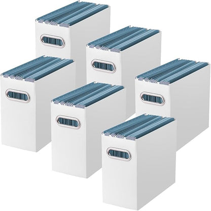 Oterri Cardboard File Organizer Box for Hanging File Folders Letter Size,File Box for Computer Desk,File Cabinet,Working Home,Office,Classroom (White, Letter Size - 6 Packs)