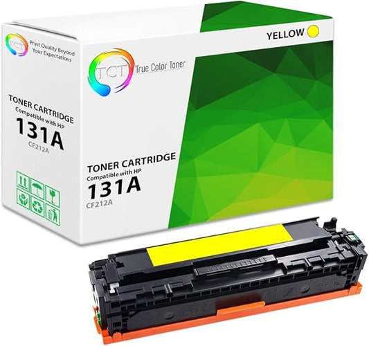 TCT 131A Yellow Toner Cartridge - Compatible Replacement for HP 131A CF212A Works with HP Laserjet Pro 200 Color M251NW, MFP M276N Printers (1,800 Pages)